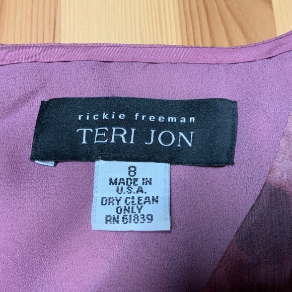 TERI JON by Ricki Freeman 100% Silk Fully Lined Floral Midi Dress MADE IN USA 8 - Picture 5 of 9